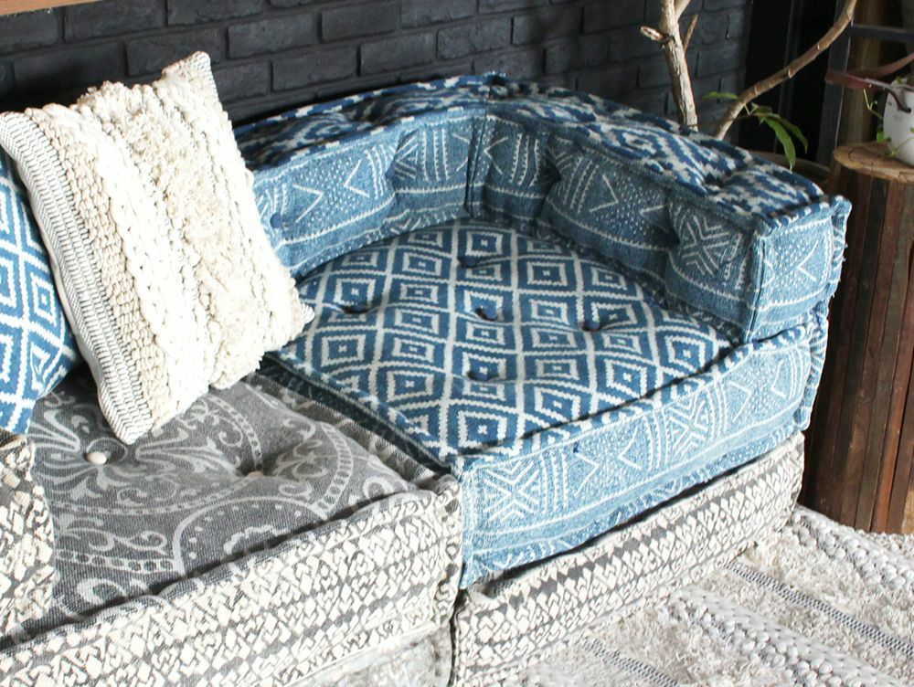【計10万円程】a.depeche アデペシュ　a.depeche  block multi sofa corner GEO gray NOS blue ブロック マルチ ソファ コーナー ノス ブルー　1人掛け　1シーター　ベース付き　各色での販売です。（ベース付き） a.depeche block multi sofa corner / アデペシュ ブロックマルチ
