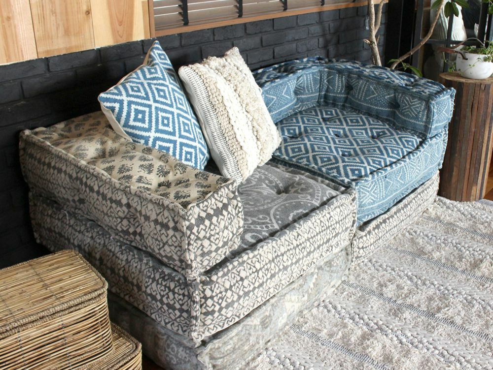 送料無料】ブロック マルチ ソファ コーナー ノス ブルー - a.depeche