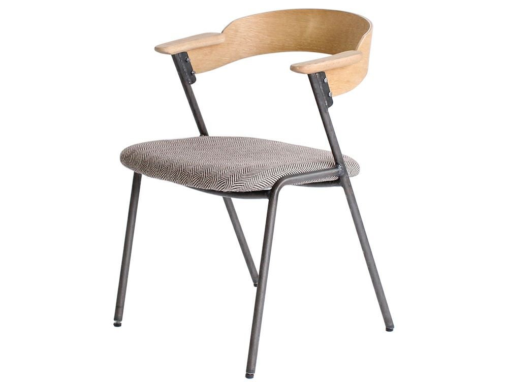 ダニス ショートアームチェア アームナチュラル アイアン ダイニング