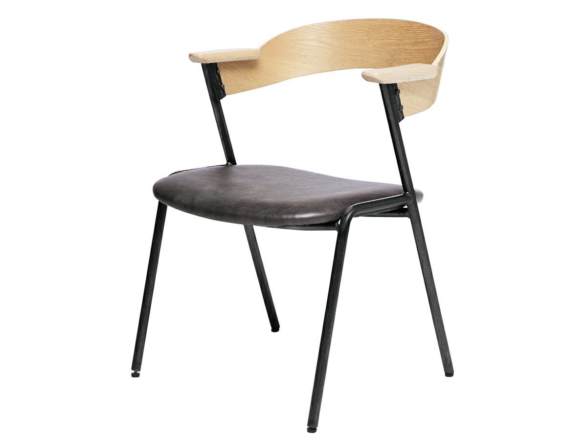 ダニス ショートアームチェア アームナチュラル アイアン ダイニング