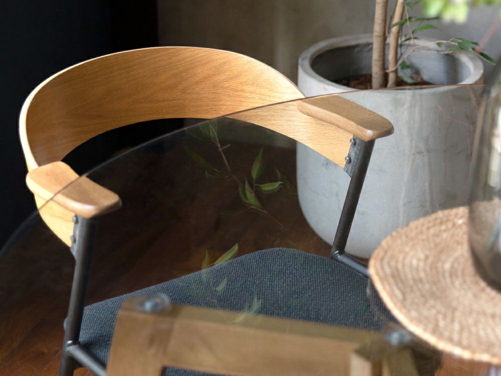 ダニス ショートアームチェア アームナチュラル アイアン ダイニング