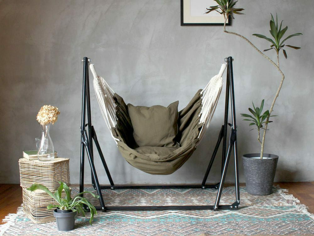 【ハンモック】a depeche ハンモック 収納バッグ付き ハンモック 自立式 3way 室内 屋外 一人用 5点セット | a.depeche