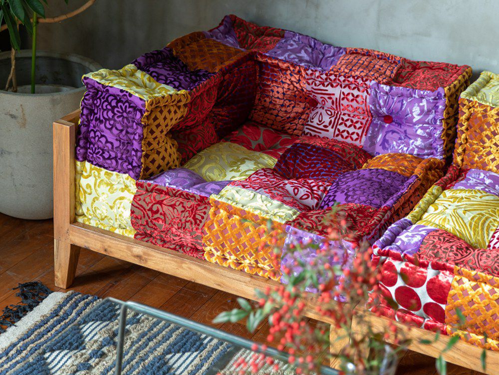 送料無料】ブロックマルチ ソファ コーナー パッチワーク ミックス - a