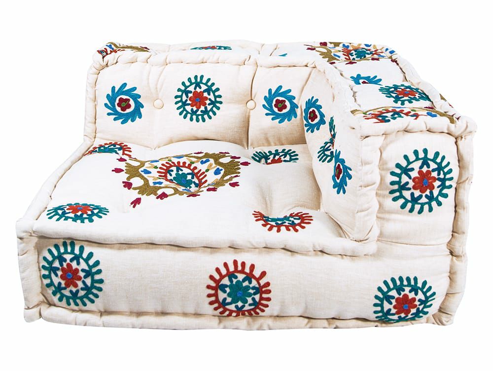 送料無料】ブロックマルチ ソファ コーナー マクラメ エンブロイダリー