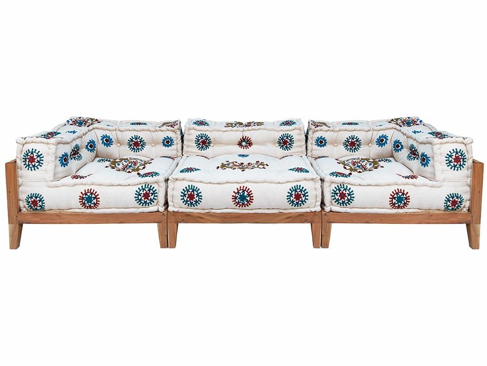 送料無料】ブロックマルチ ソファ コーナー マクラメ エンブロイダリー