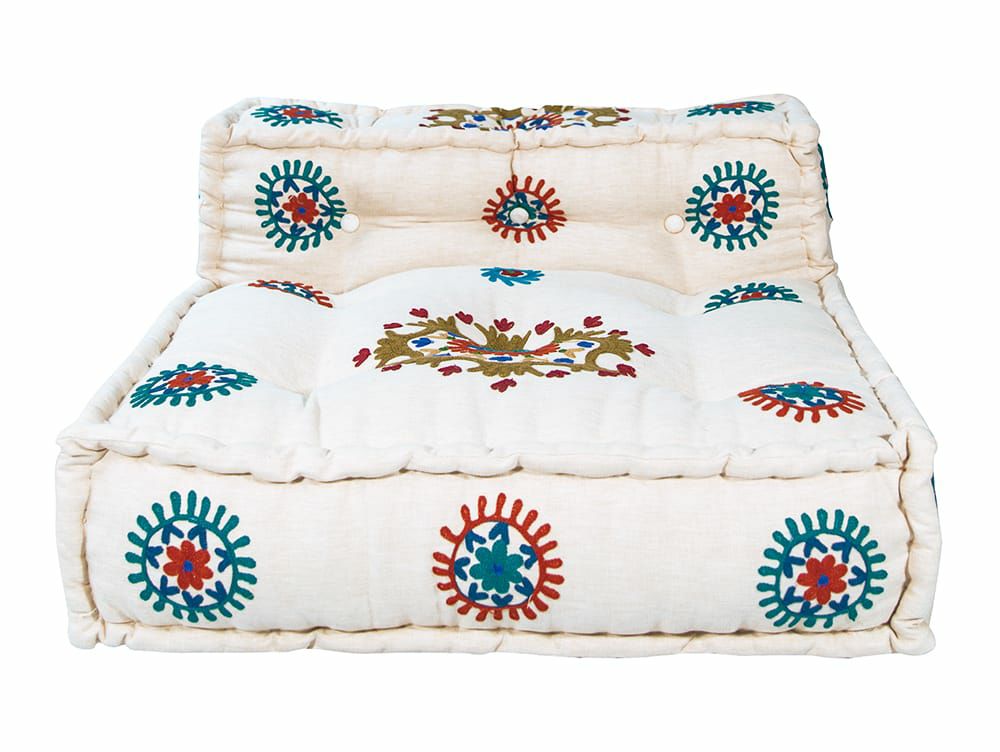 送料無料】ブロックマルチ ソファ センター マクラメ エンブロイダリー