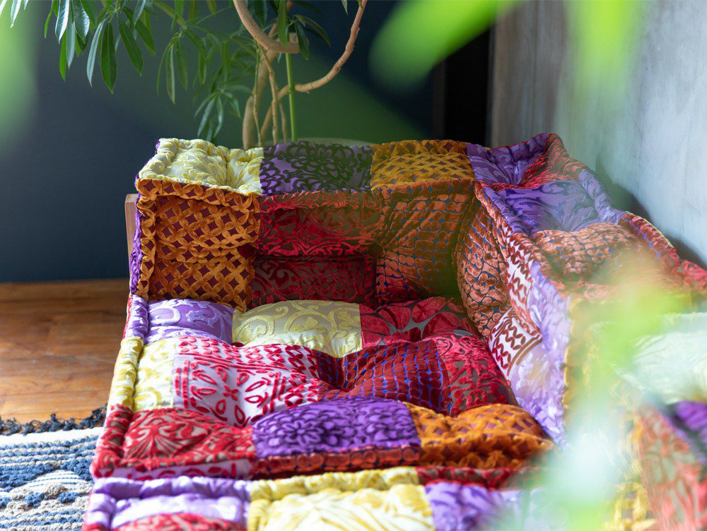 送料無料】ブロックマルチ ソファ センター パッチワーク ミックス - a