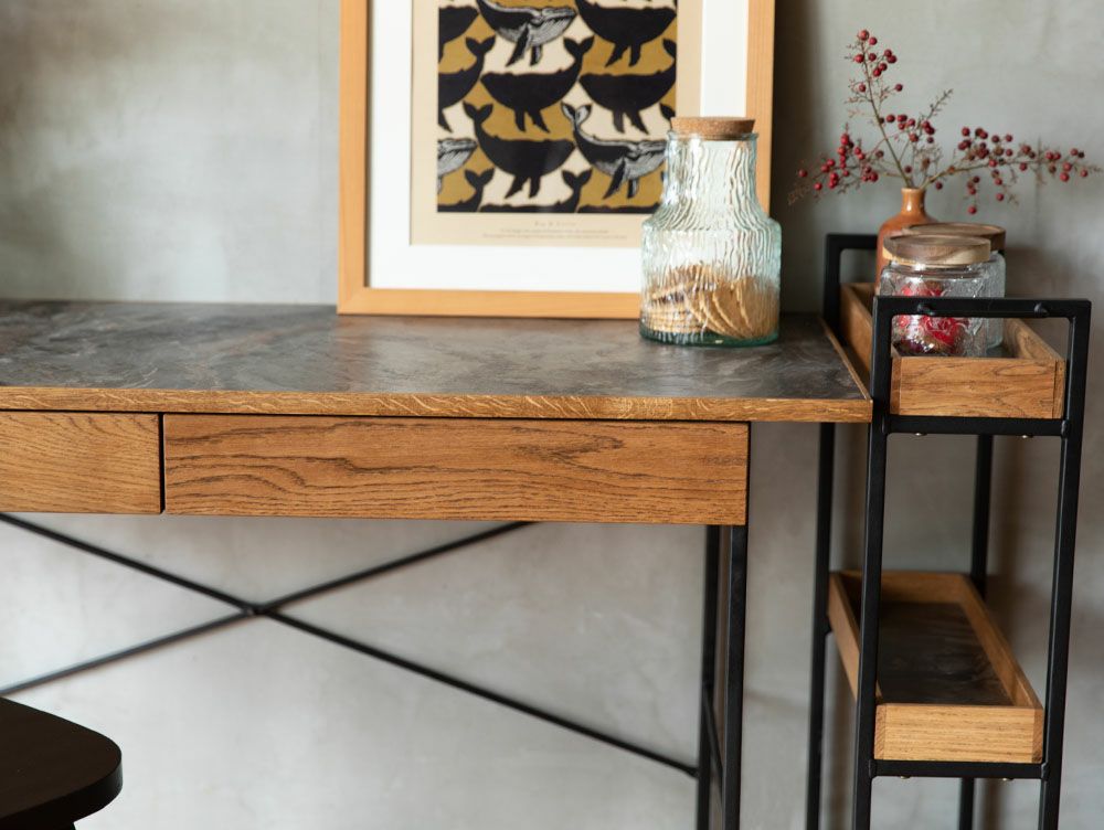 送料無料】ポル デスク 900 ワイド ユロップグレー - a.depeche