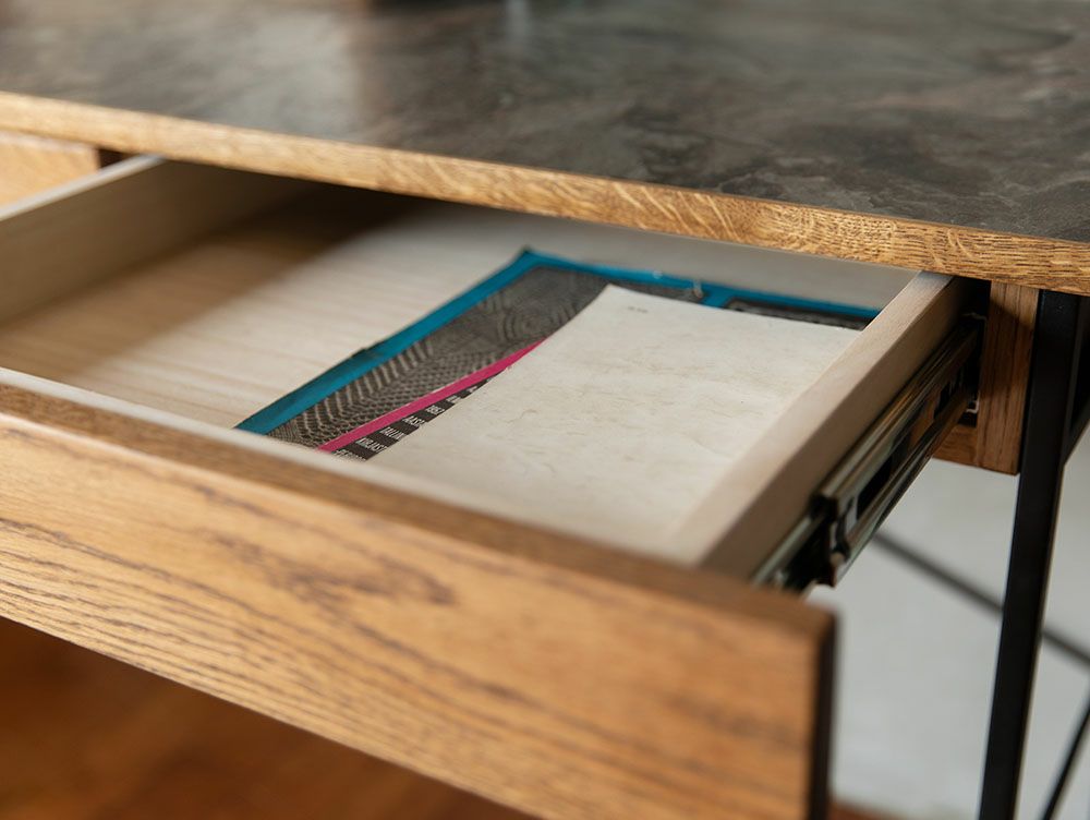 送料無料】ポル デスク 900 ワイド ユロップグレー - a.depeche