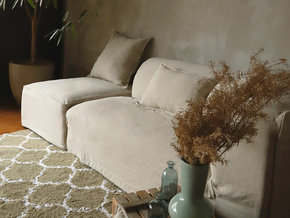 フレンチリネン ソファ ライト レフトアーム オットマン 麻 リビング