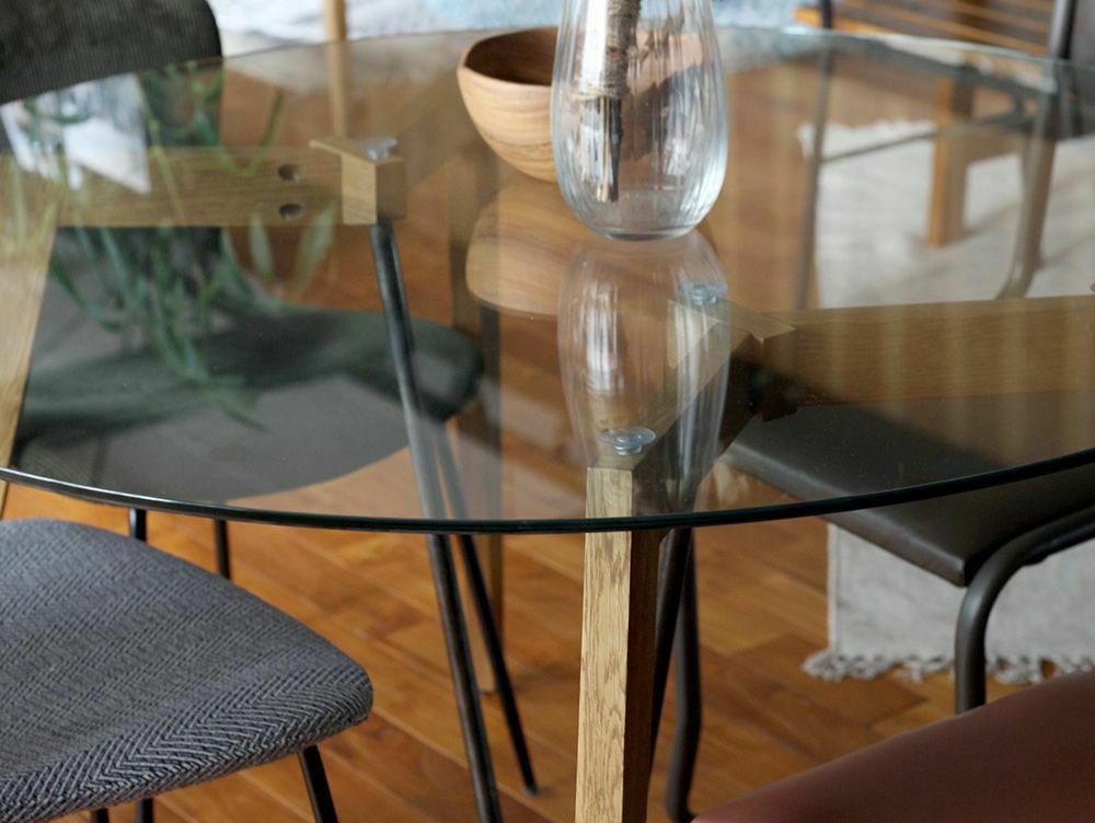 a.depeche G-knot 120cm ガラス ダイニングテーブル a.depeche G-knot glass table 1200 round / アデペシュ Gノット
