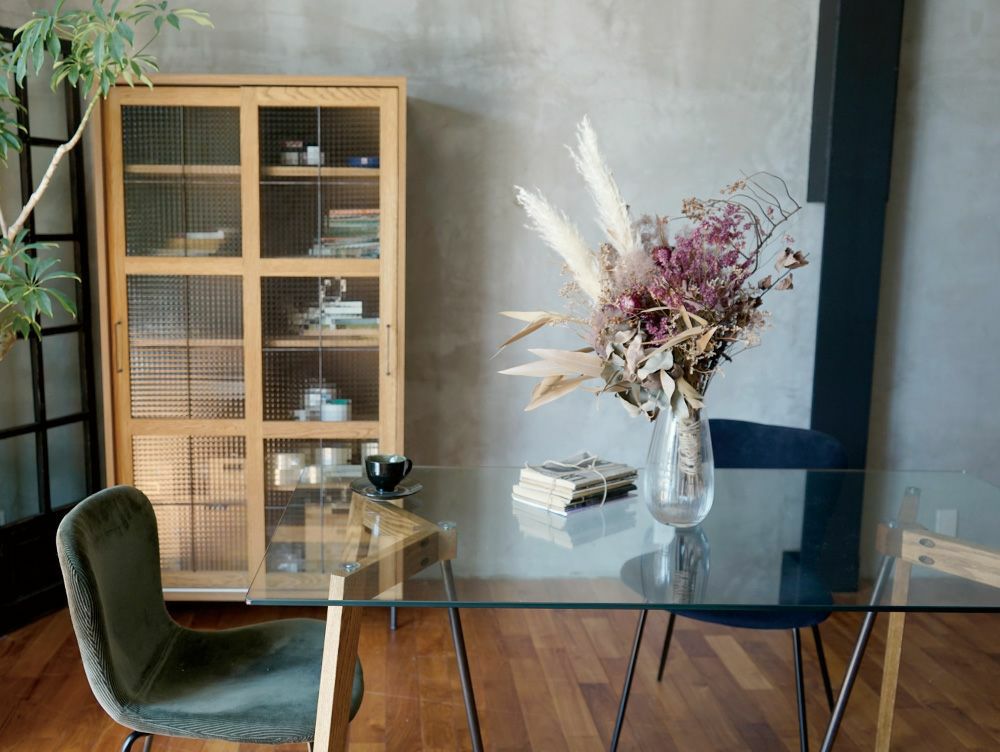 outlet]Gノット ガラス テーブル 1500 クリア - a.depeche(アデペシュ)