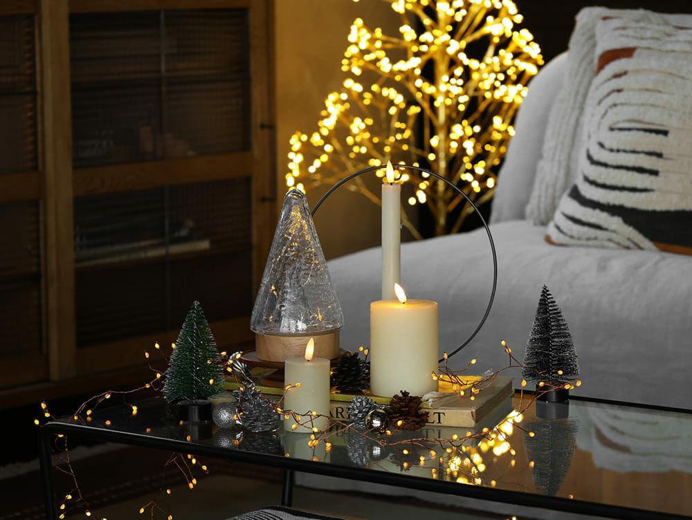 インテリアに馴染む クラックガラスのLEDライト ツリー S | 家具