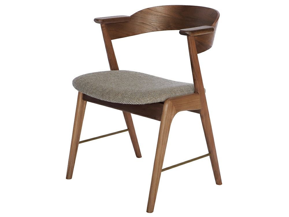 送料無料】ダニス ショートアームチェア ウッドxブラス ウォルナット