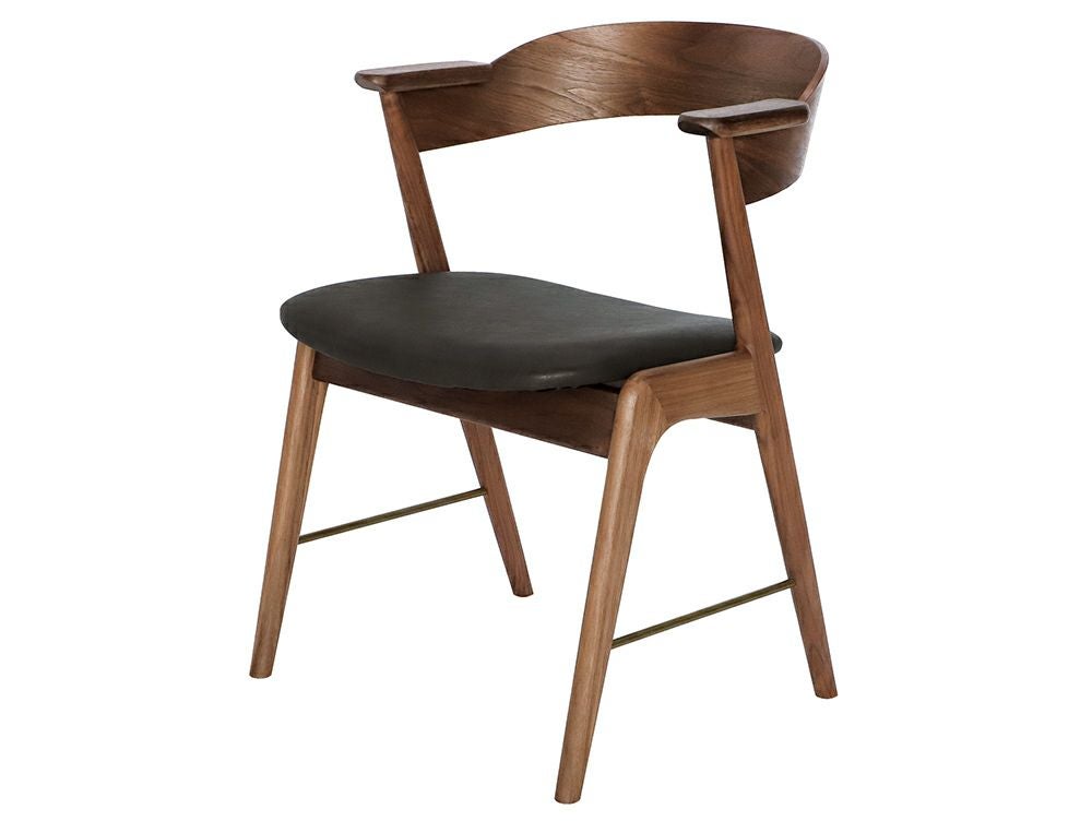 送料無料】ダニス ショートアームチェア ウッドxブラス ウォルナット