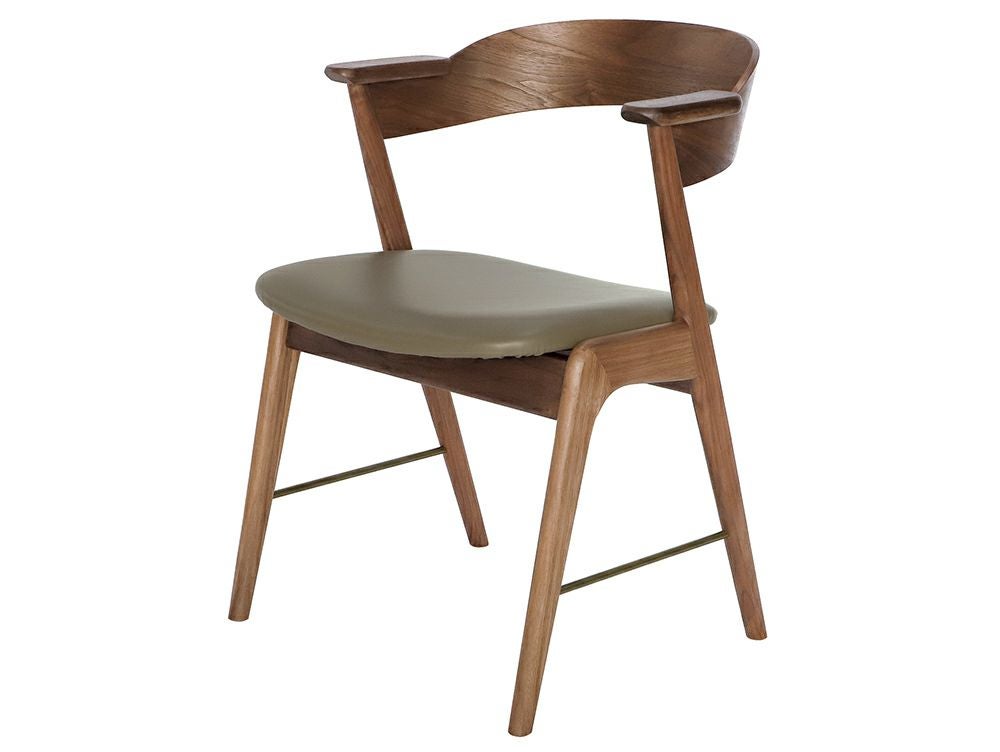 送料無料】ダニス ショートアームチェア ウッドxブラス ウォルナット