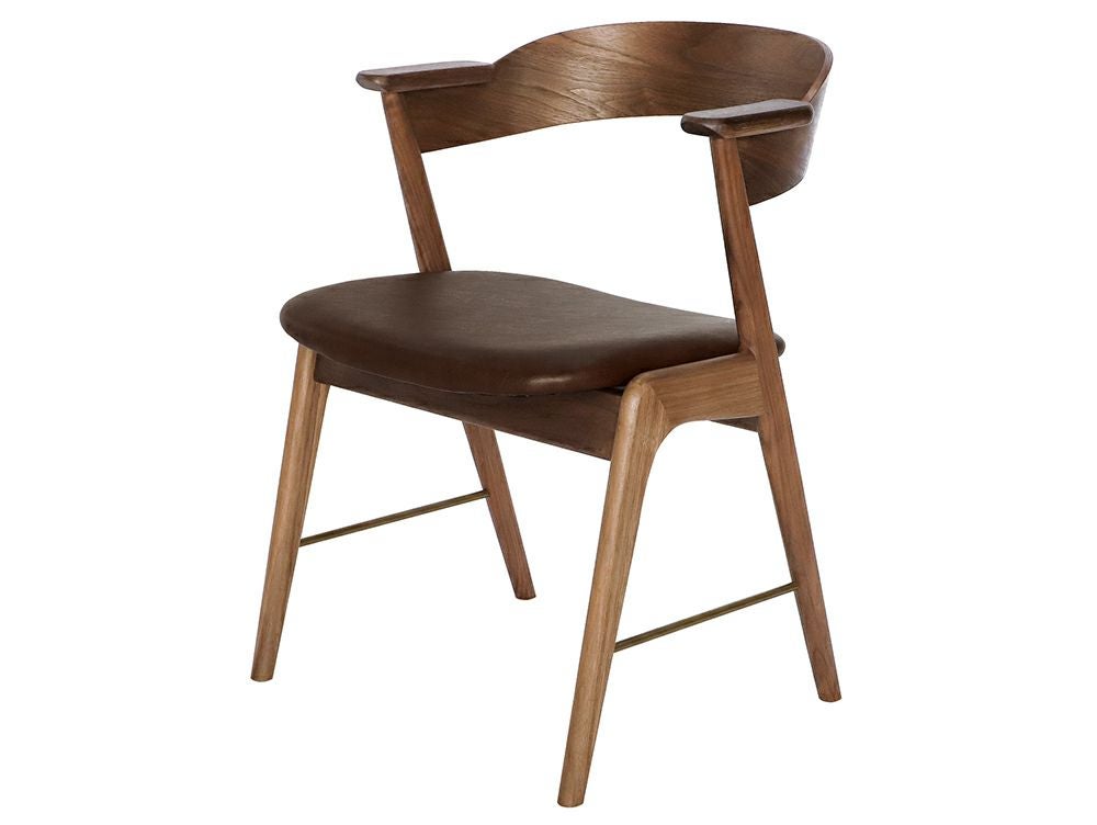 送料無料】ダニス ショートアームチェア ウッドxブラス ウォルナット